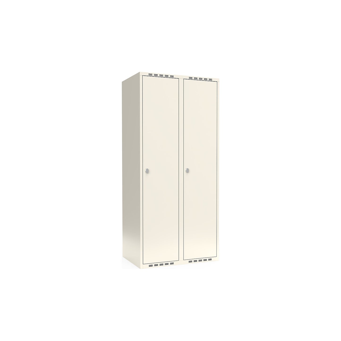 Fydor locker, 2 compartments, white, W 800 mm, flat roof shape, padlock.