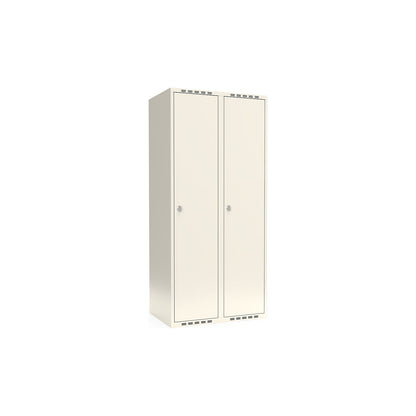 Fydor locker, 2 compartments, white, W 800 mm, flat roof shape, padlock.