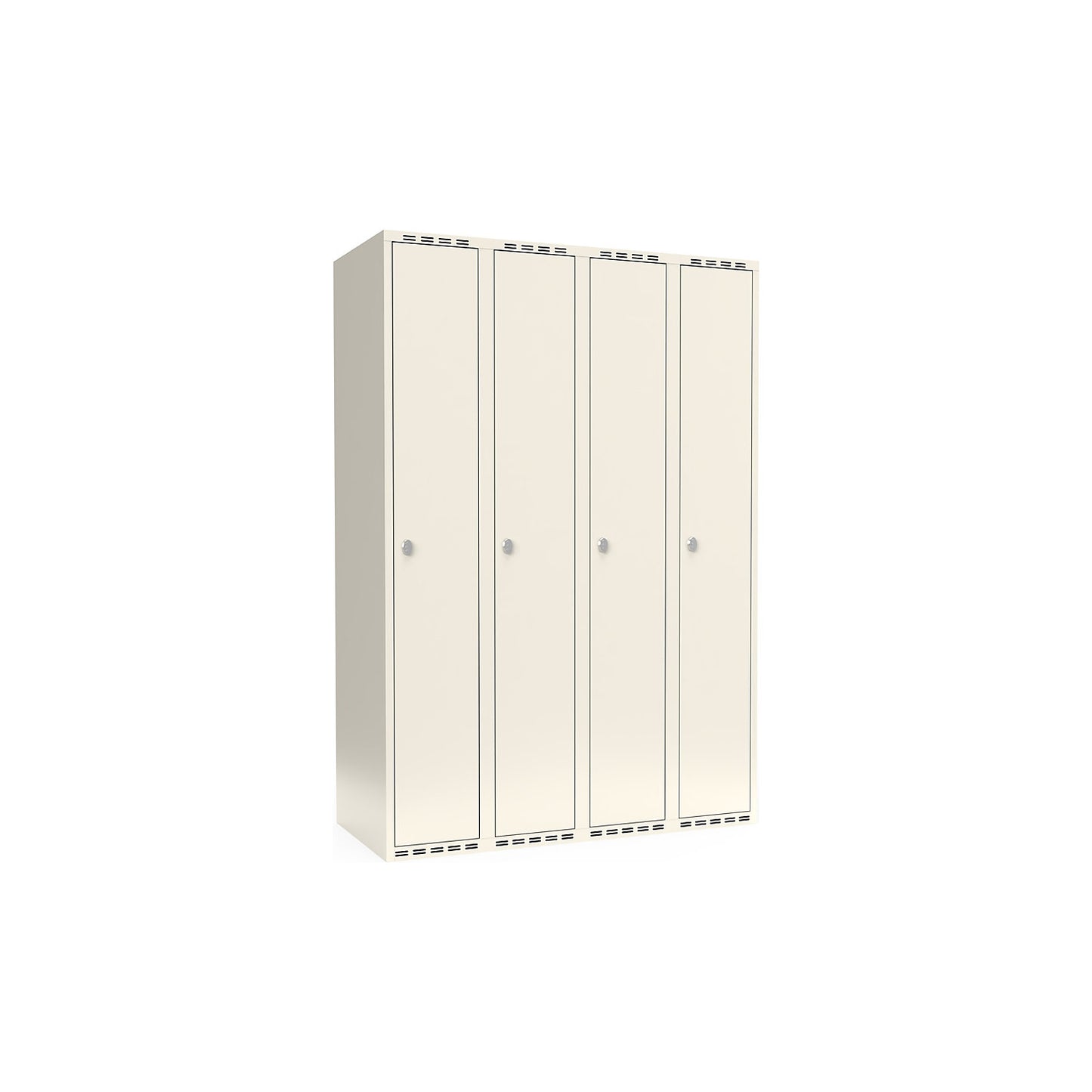 Fydor locker, 4 compartments, white, W 1200 mm, flat roof shape, padlock.