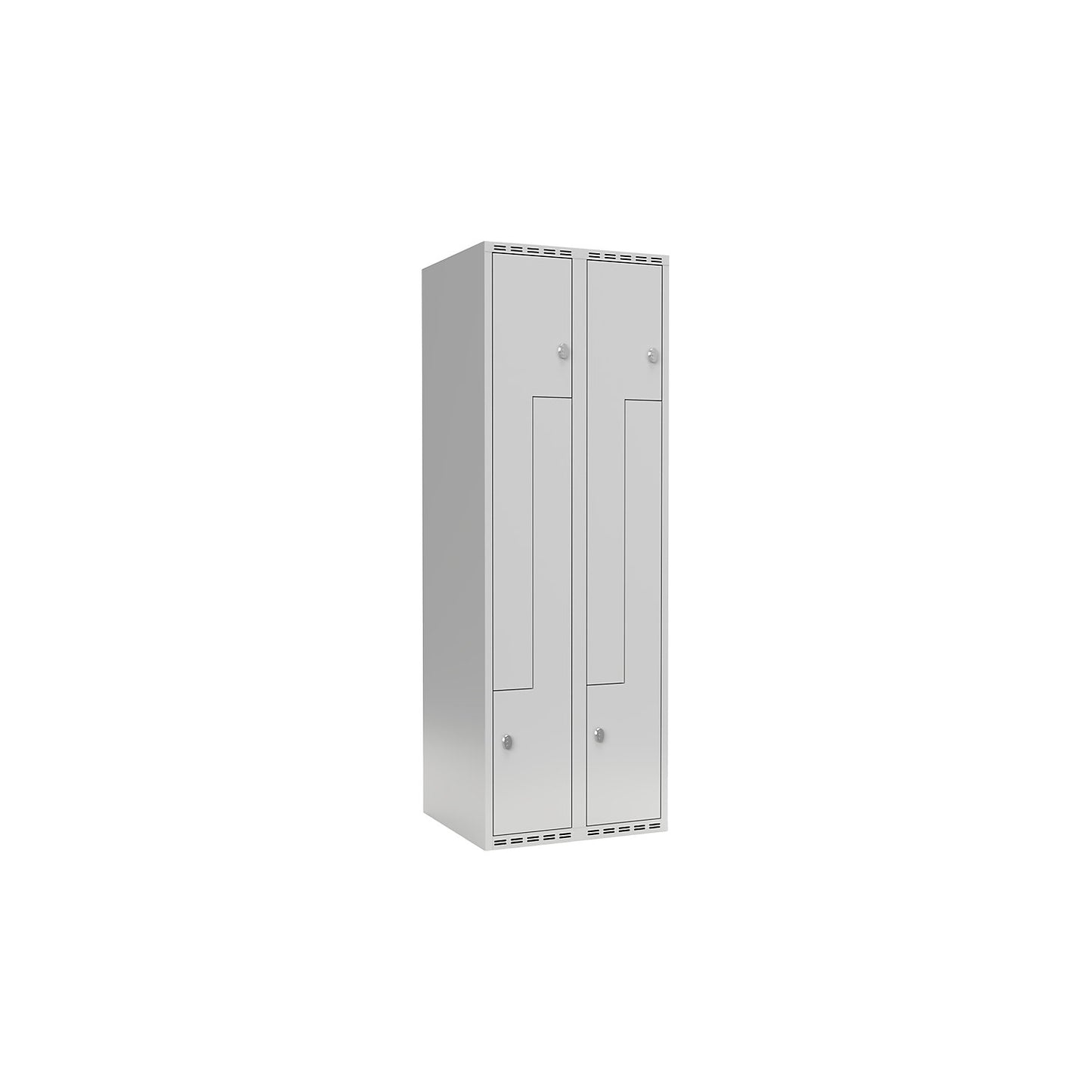 Fydor Z locker, 2 compartments, light grey, W 600 mm, 2 compartments, flat roof shape, padlock.
