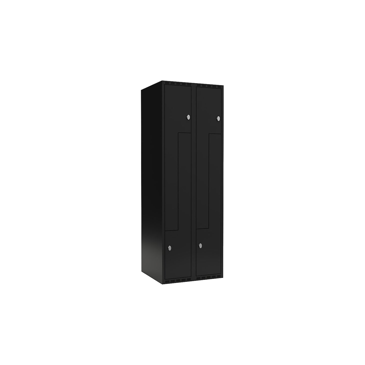 Fydor Z locker, 2 compartments, black, W 600 mm, flat roof shape, padlock.