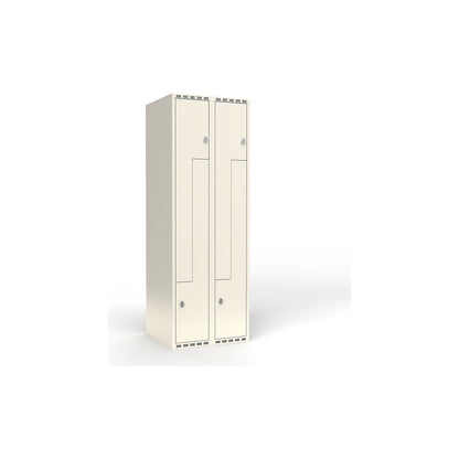 Fydor Z locker, 2 compartments, white, W 600 mm, flat roof shape, padlock.