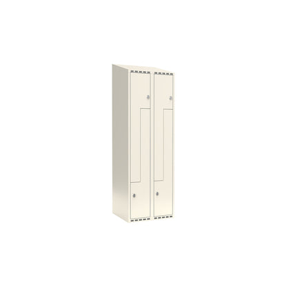 Fydor Z locker, 2 compartments, white, W 600 mm, sloping roof shape, padlock.