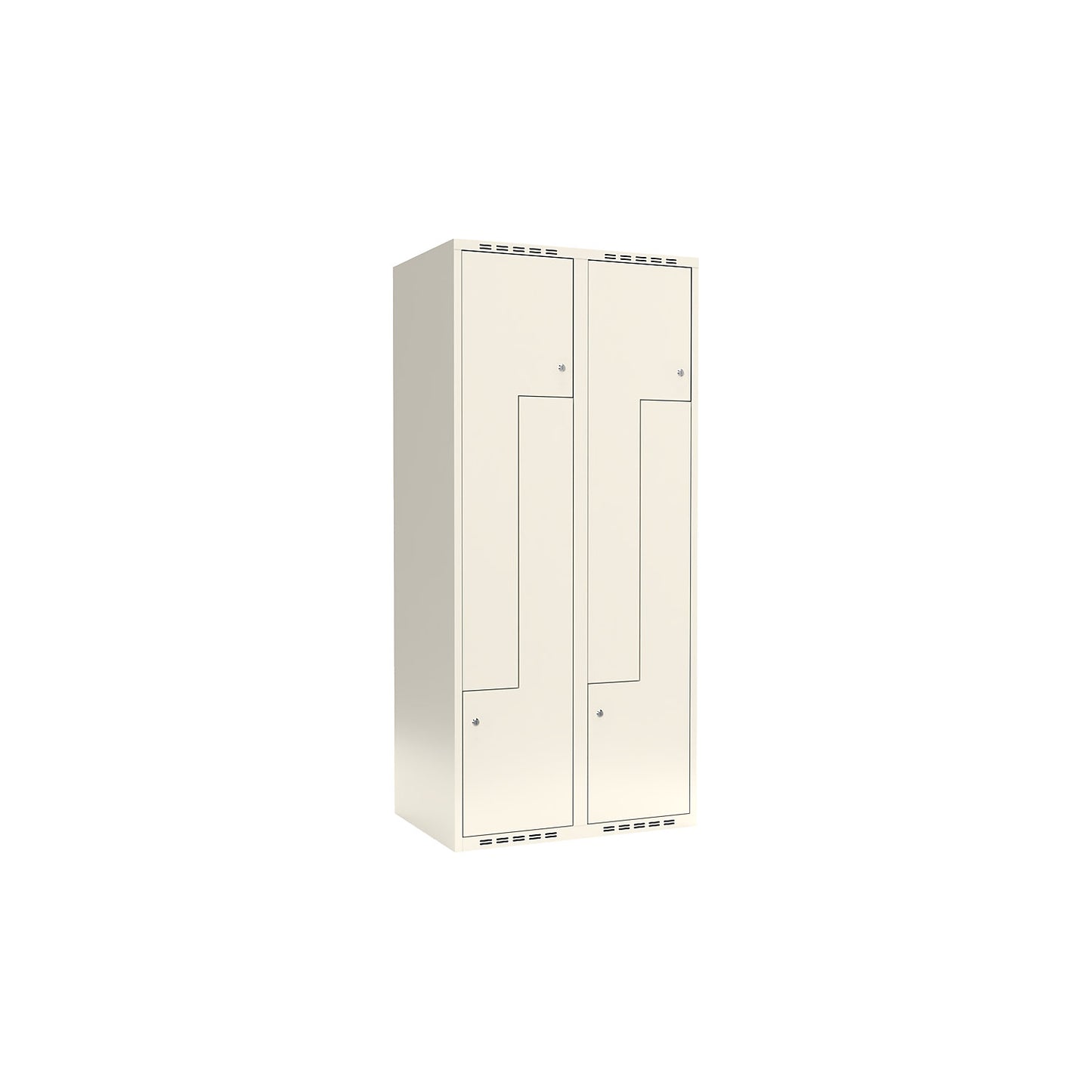 Fydor Z locker, 2 compartments, white, W 800 mm, flat roof shape, cylinder lock.