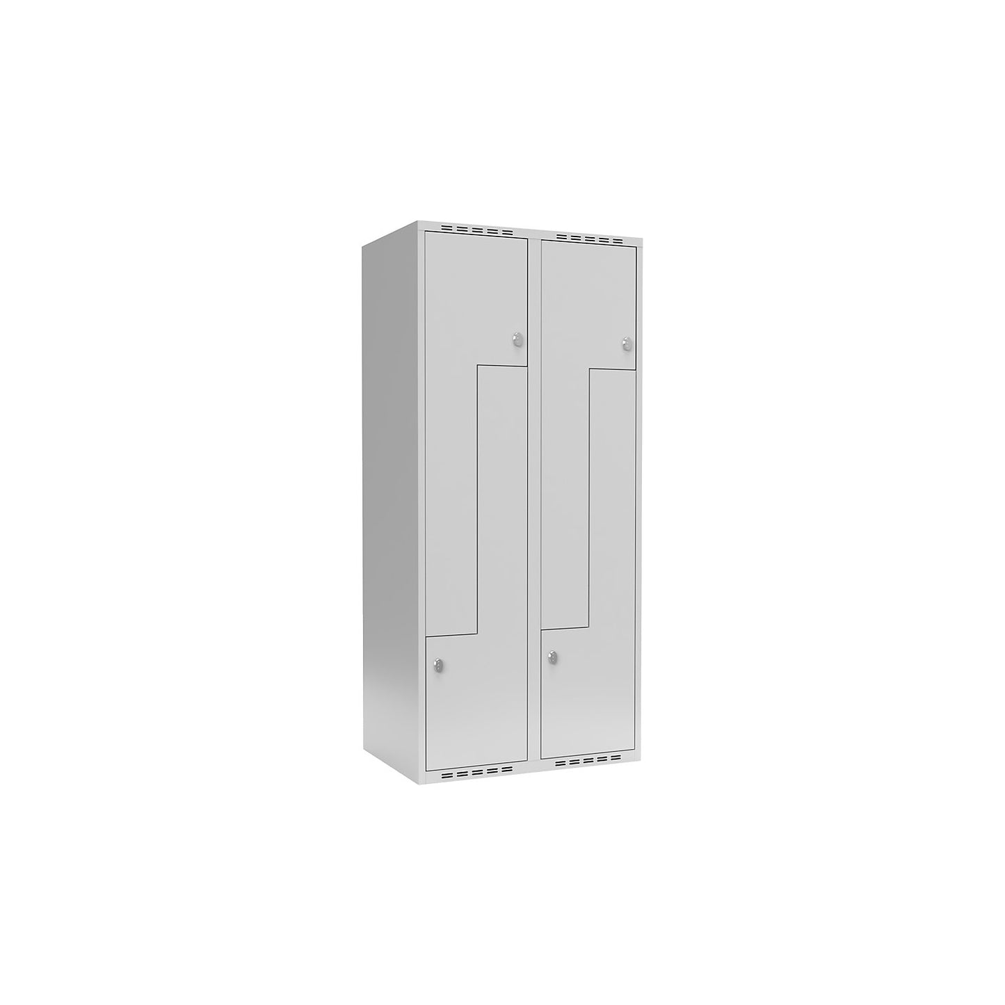 Fydor Z locker, 2 compartments, light grey, W 800 mm, 2 compartments, flat roof shape, padlock.
