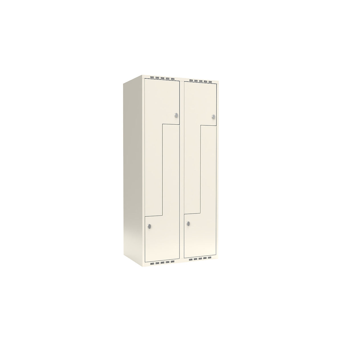 Fydor Z locker, 2 compartments, white, W 800 mm, flat roof shape, padlock.