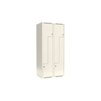Fydor Z locker, 2 compartments, white, W 800 mm, flat roof shape, padlock.
