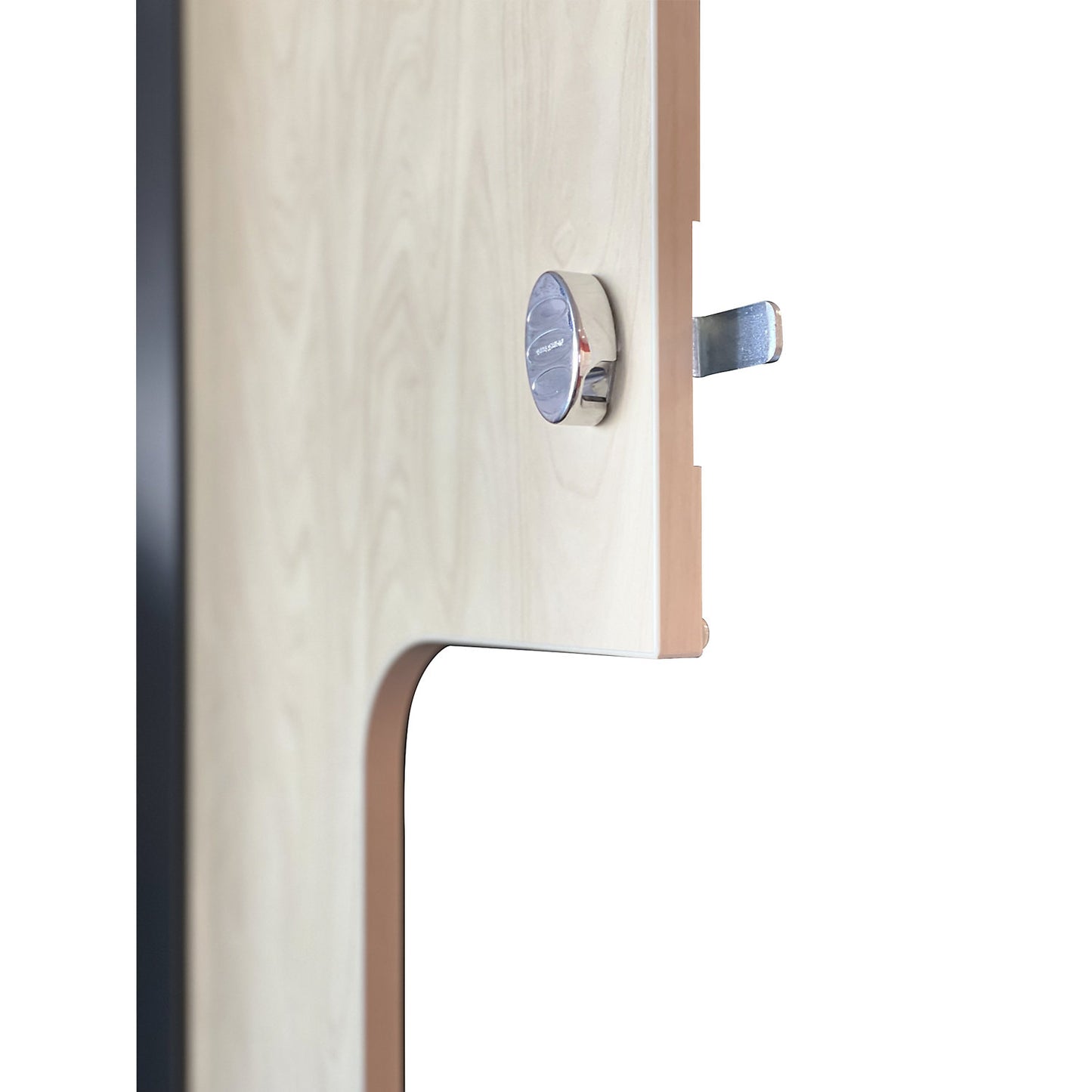 Fydor Z clothes locker, HPL, 4 sections, white/birch, W 1200 mm, sloping roof shape, padlock.