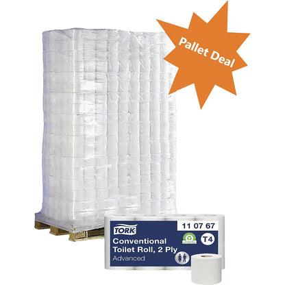 Toilet paper, household roll, tissue, 2-ply, pallet with pack of 1920 pieces, white.
