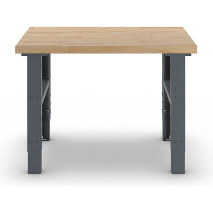 Workbench, modular system, height 740 - 1000 mm, WxD 1200 x 800 mm, solid beech worktop.