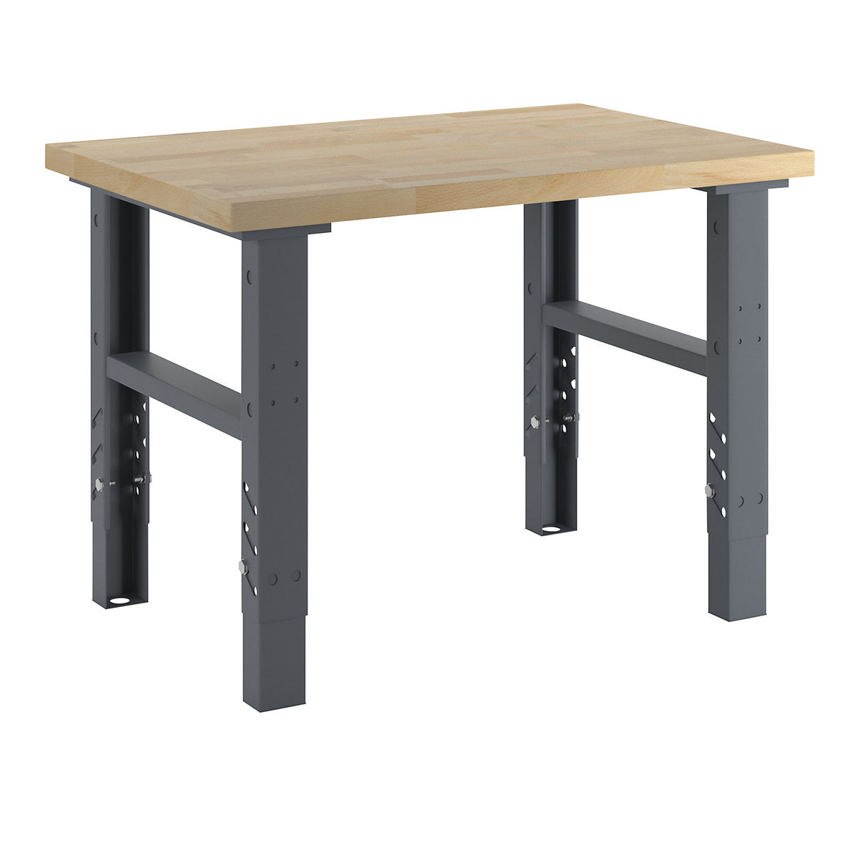 Workbench, modular system, height 740 - 1000 mm, WxD 1200 x 800 mm, solid beech worktop.