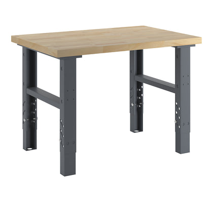 Workbench, modular system, height 740 - 1000 mm, WxD 1200 x 800 mm, solid beech worktop.