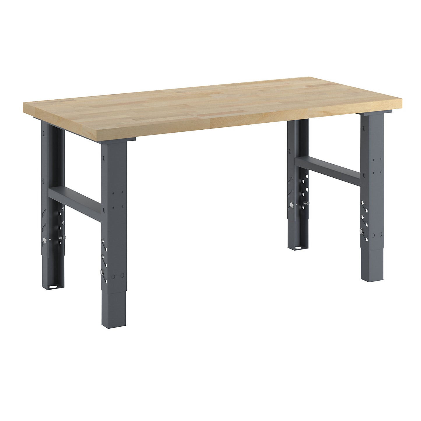 Workbench, modular system, height 740 - 1000 mm, WxD 1600 x 800 mm, solid beech worktop.