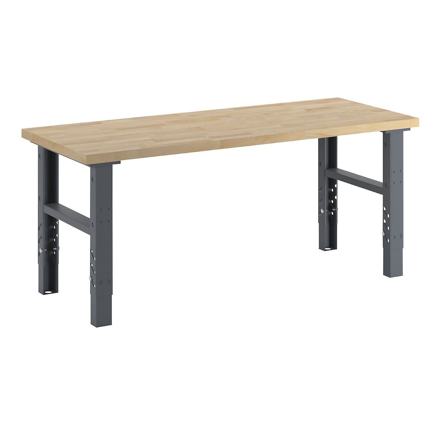 Workbench, modular system, height 740 - 1000 mm, WxD 2000 x 800 mm, solid beech worktop.