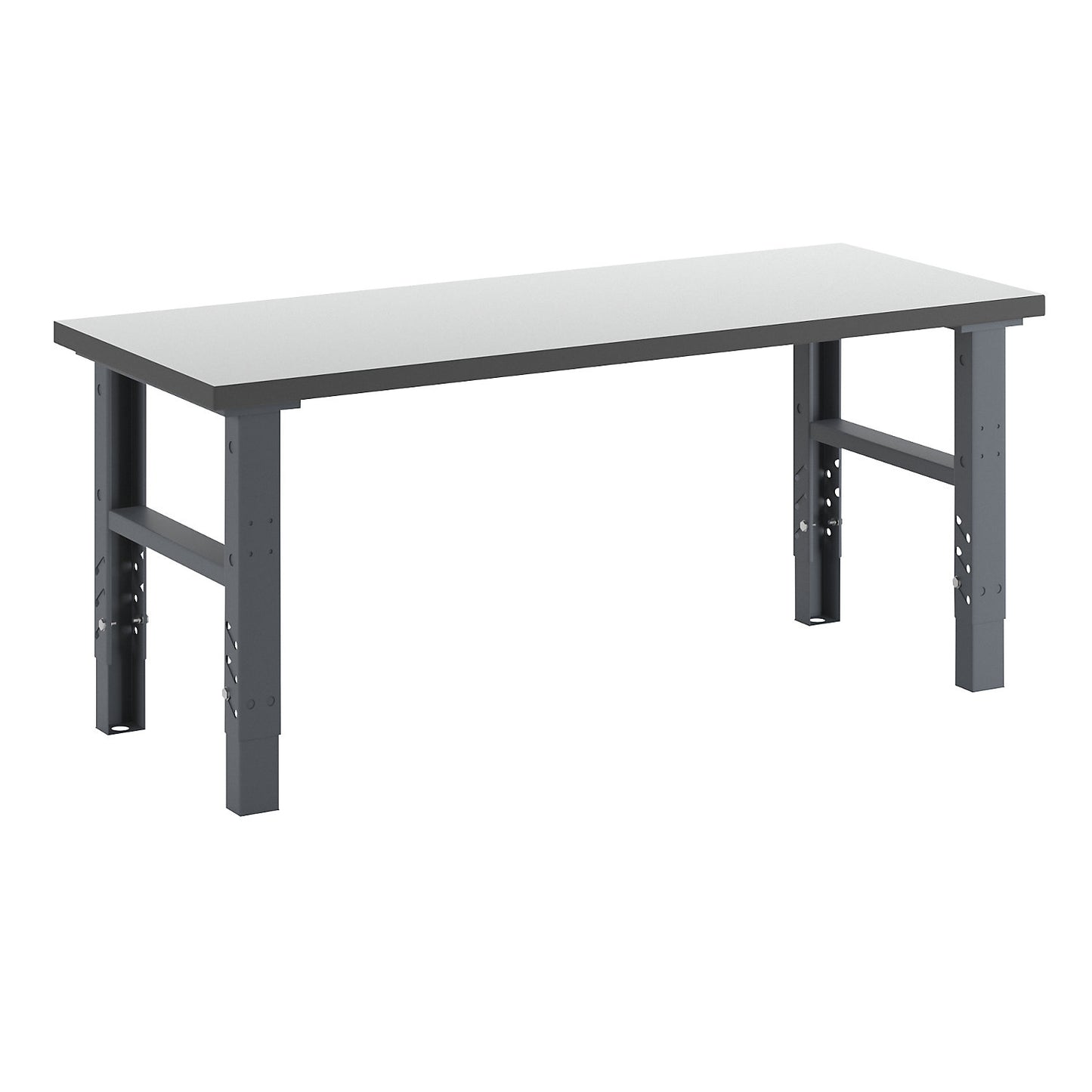 Workbench, modular system, height 740 - 1000 mm, WxD 2000 x 800 mm, hard laminate worktop.