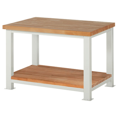 Heavy-duty workbench, 1 shelf, WxD 1250 x 900 mm, load capacity 2500 kg.