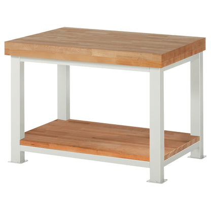 Heavy-duty workbench, 1 shelf, WxD 1250 x 900 mm, load capacity 4500 kg.