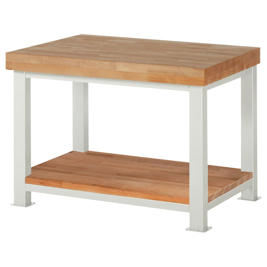 Heavy-duty workbench, 1 shelf, WxD 1250 x 900 mm, load capacity 4500 kg.