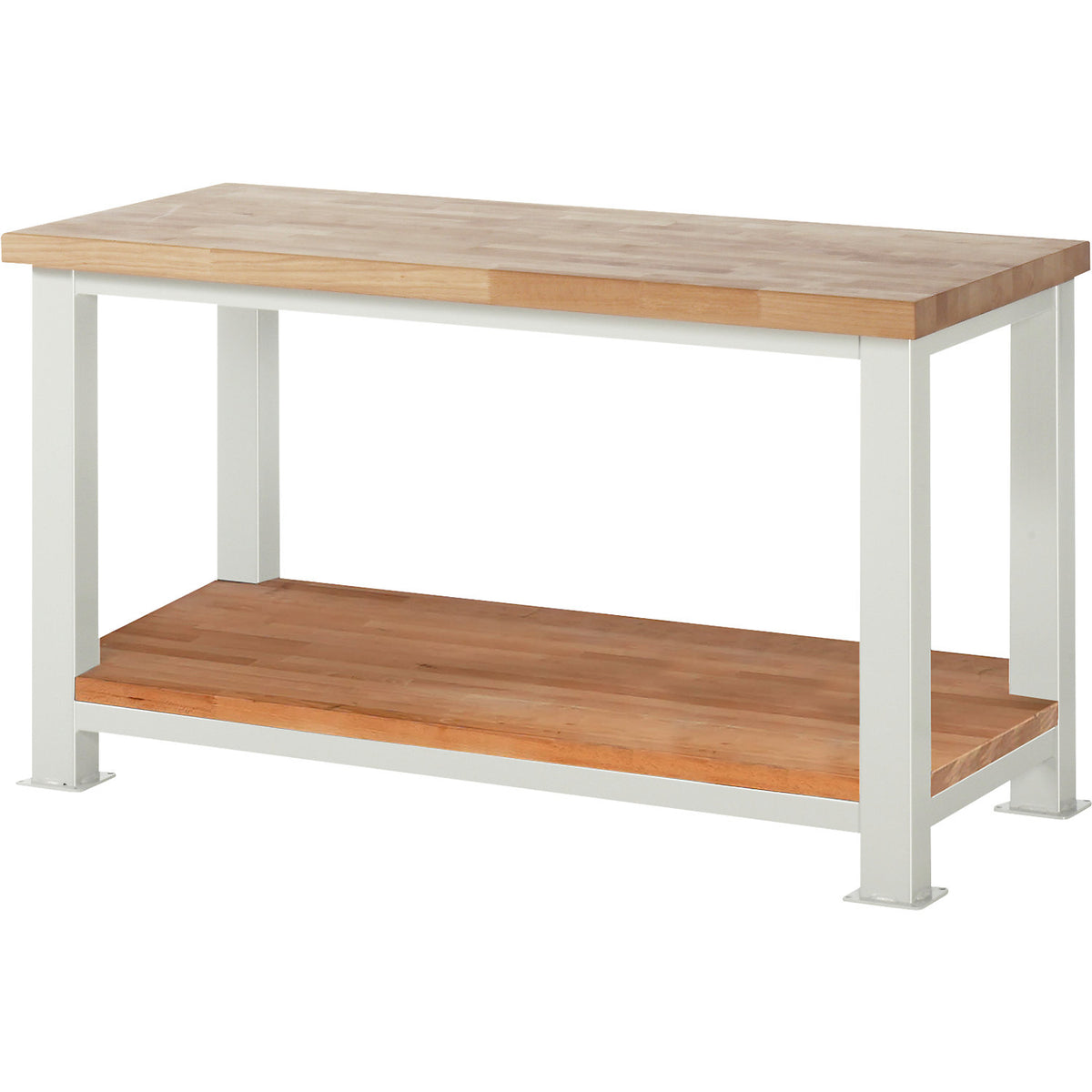 Heavy-duty workbench, 1 shelf, WxD 1500 x 700 mm, load capacity 2500 kg.