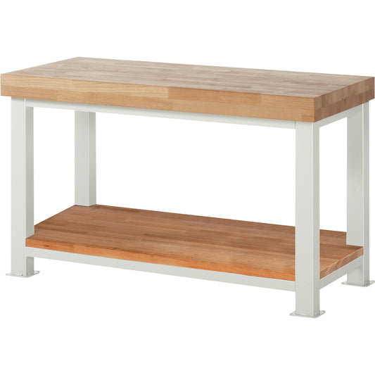 Heavy-duty workbench, 1 shelf, WxD 1500 x 700 mm, load capacity 4500 kg.