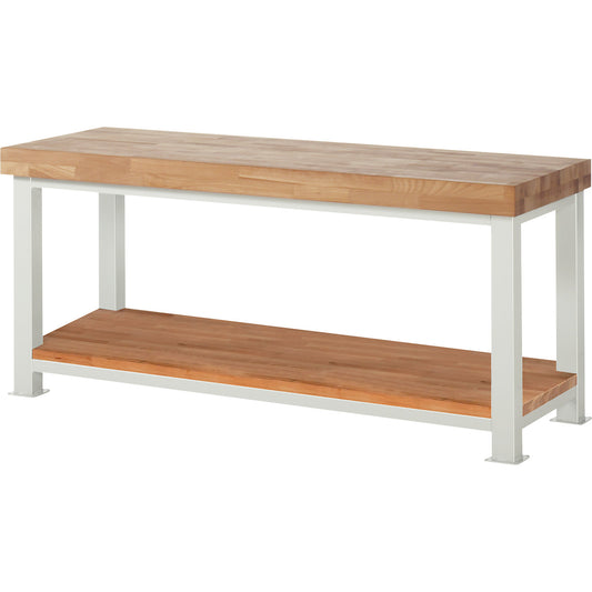 Heavy-duty workbench, 1 shelf, WxD 2000 x 700 mm, load capacity 4500 kg.