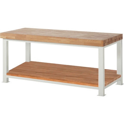 Heavy-duty workbench, 1 shelf, WxD 2000 x 900 mm, load capacity 4500 kg.