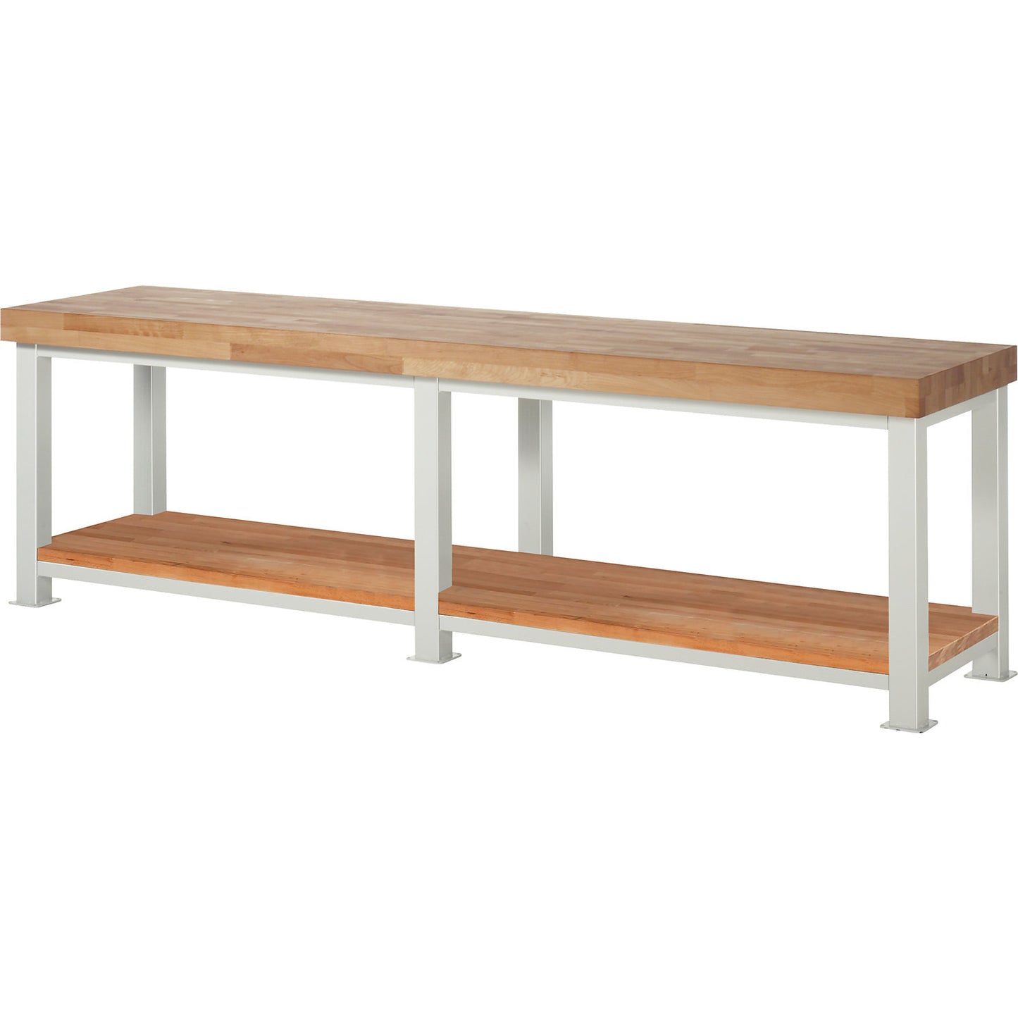 Heavy-duty workbench, 1 shelf, WxD 3000 x 700 mm, load capacity 4500 kg.