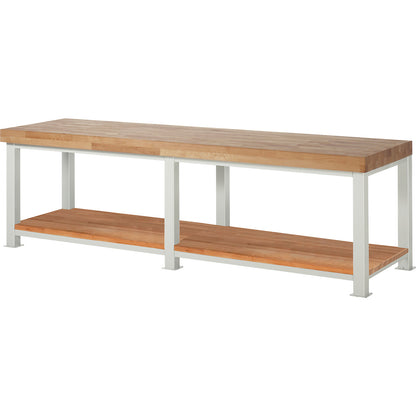 Heavy-duty workbench, 1 shelf, WxD 3000 x 900 mm, load capacity 4500 kg.