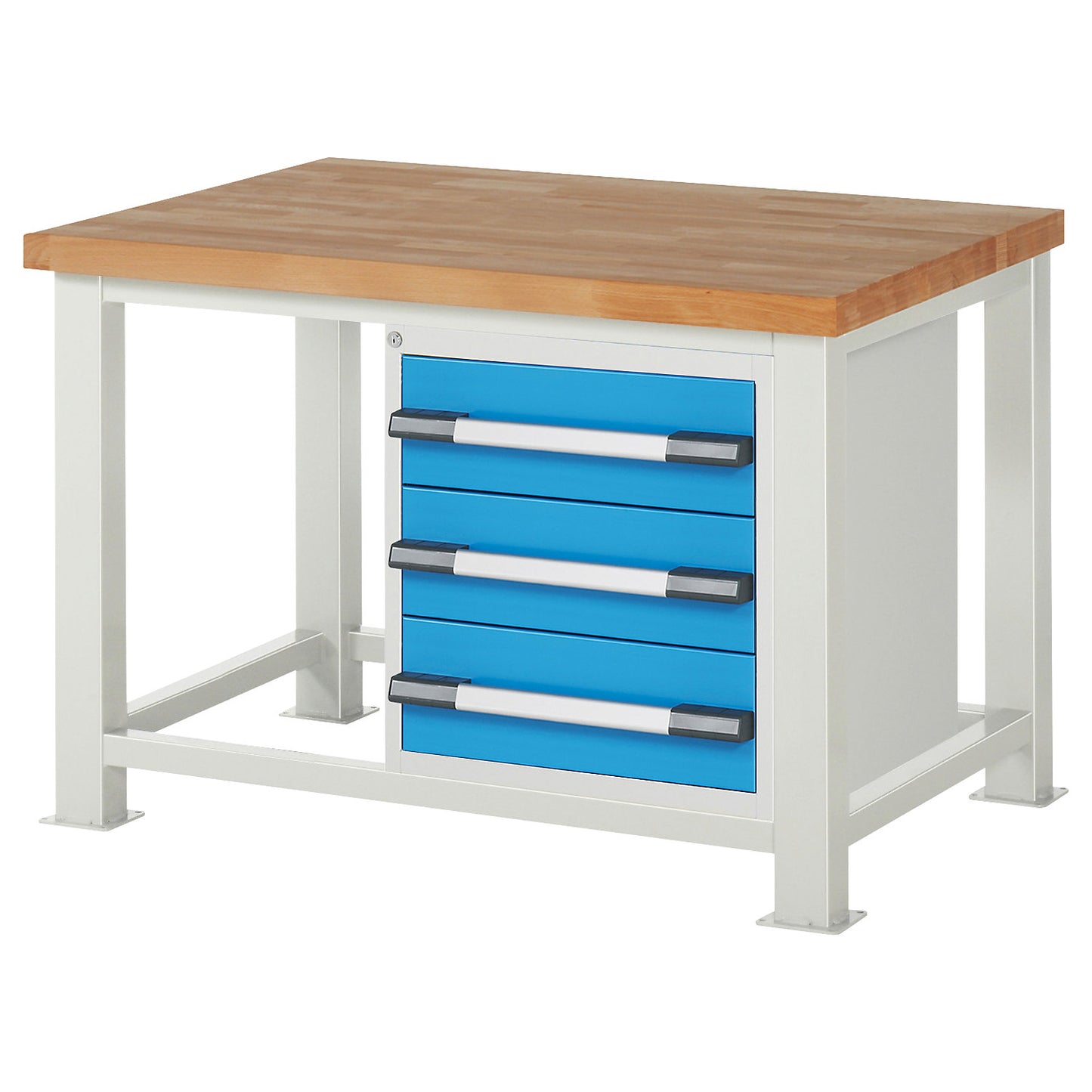 Heavy-duty workbench, 3 drawers, WxD 1250 x 900 mm, load capacity 2500 kg.