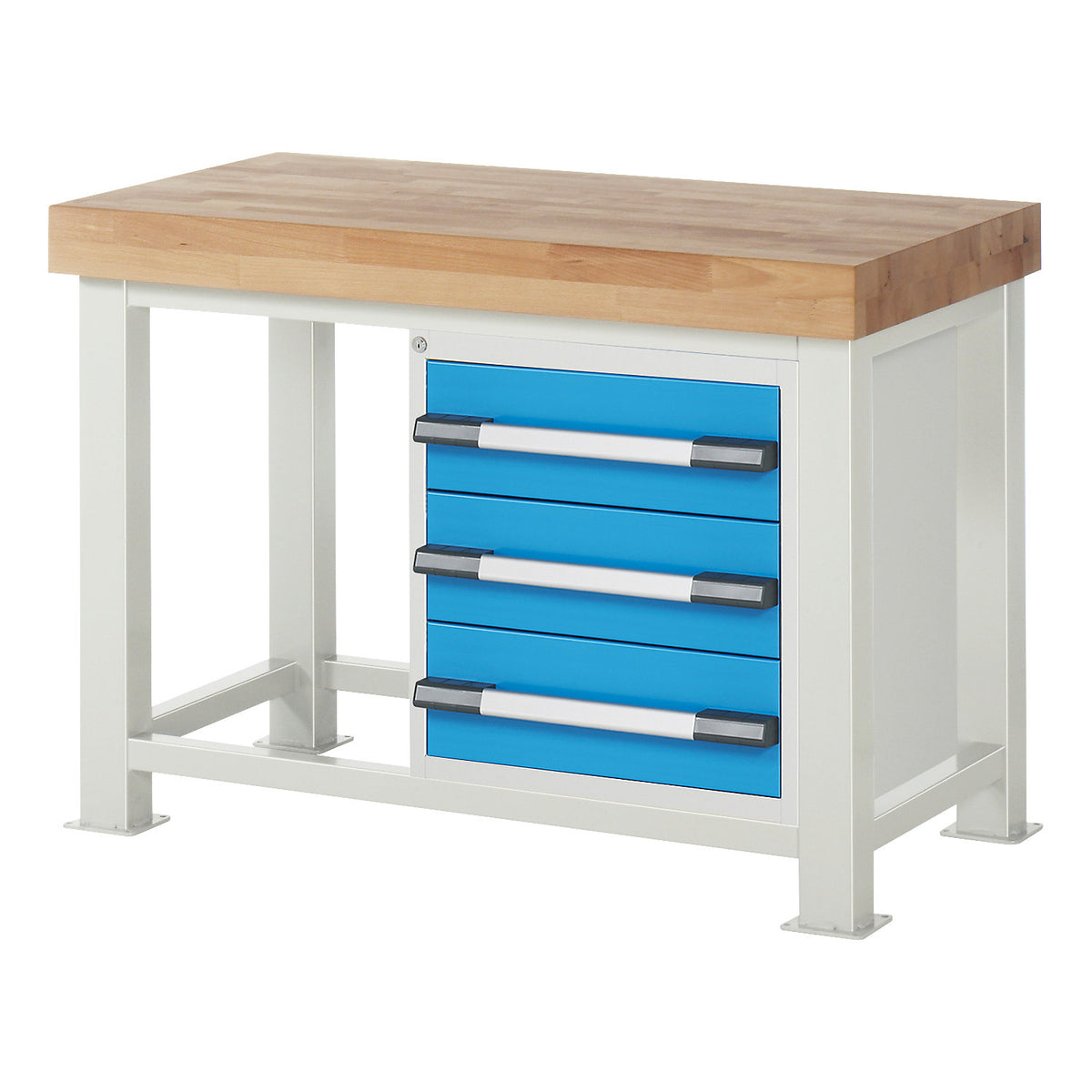 Heavy-duty workbench, 3 drawers, WxD 1250 x 700 mm, load capacity 4500 kg.