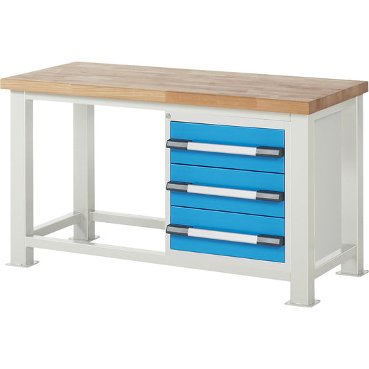 Heavy-duty workbench, 3 drawers, WxD 1500 x 700 mm, load capacity 2500 kg.