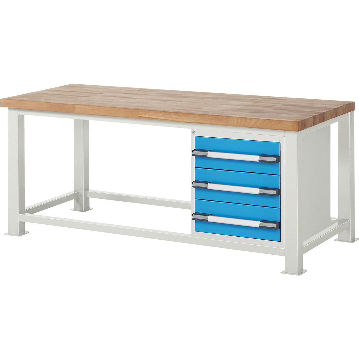 Heavy-duty workbench, 3 drawers, WxD 2000 x 900 mm, load capacity 2500 kg.