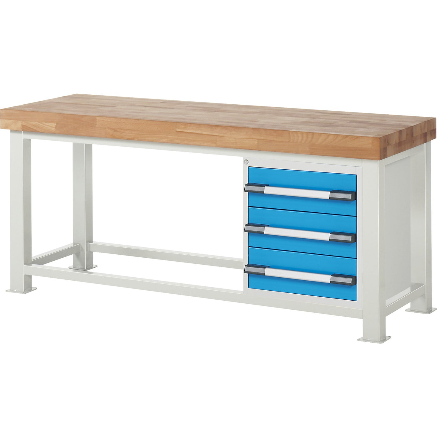 Heavy-duty workbench, 3 drawers, WxD 2000 x 700 mm, load capacity 4500 kg.