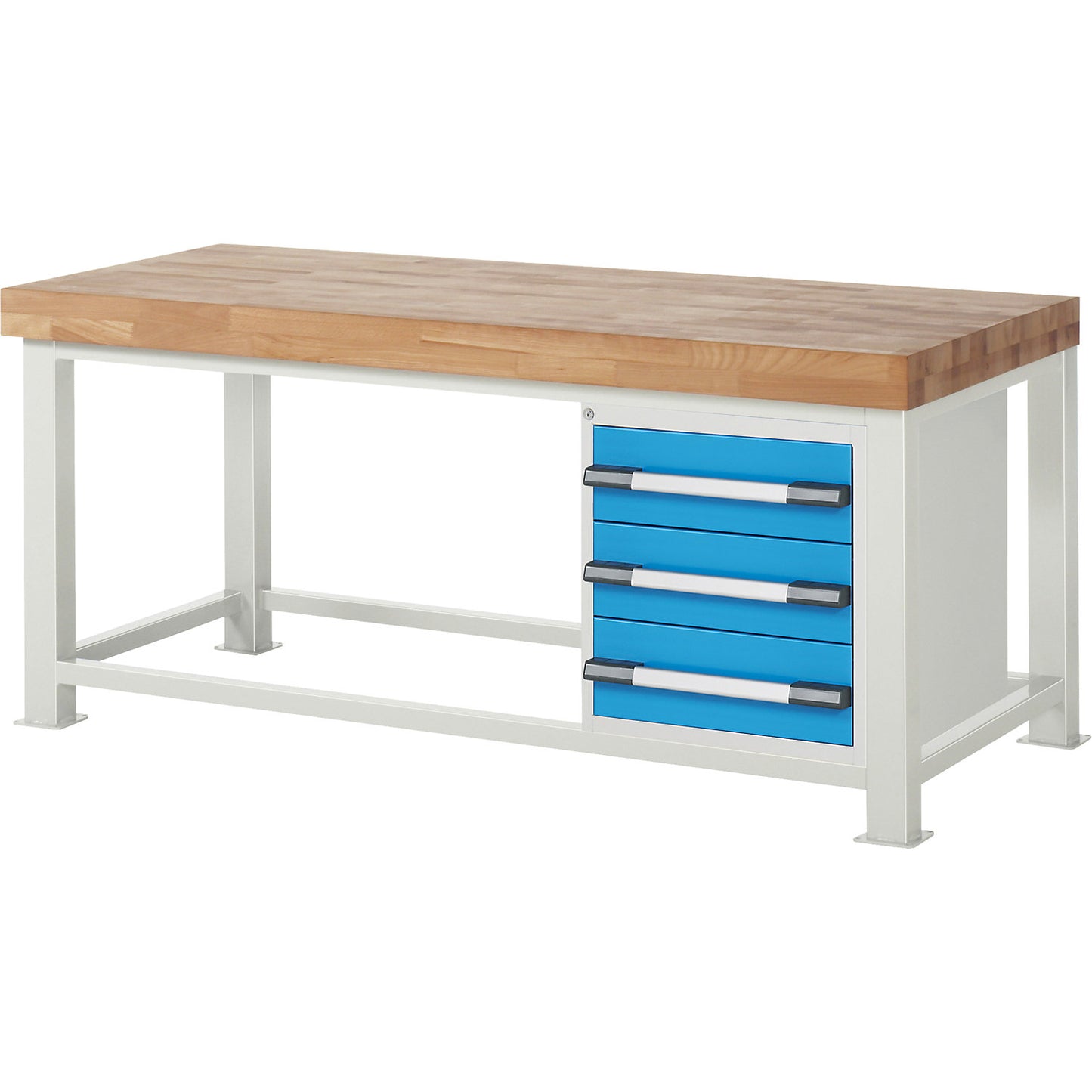 Heavy-duty workbench, 3 drawers, WxD 2000 x 900 mm, load capacity 4500 kg.