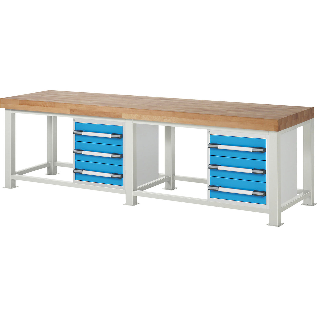 Heavy-duty workbench, 6 drawers, WxD 3000 x 900 mm, load capacity 4500 kg.