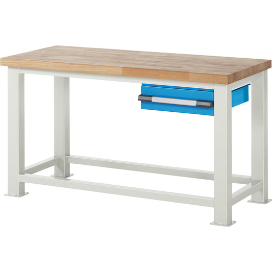 Heavy-duty workbench, 1 drawer, WxD 1500 x 700 mm, load capacity 2500 kg.