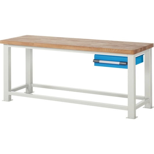 Heavy-duty workbench, 1 drawer, WxD 2000 x 700 mm, load capacity 2500 kg.