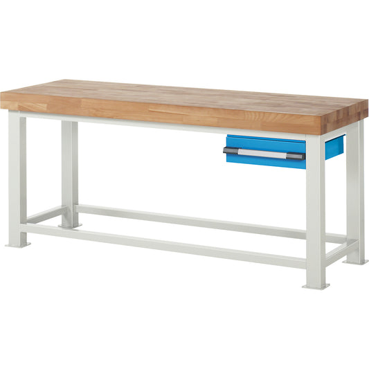 Heavy-duty workbench, 1 drawer, WxD 2000 x 700 mm, load capacity 4500 kg.