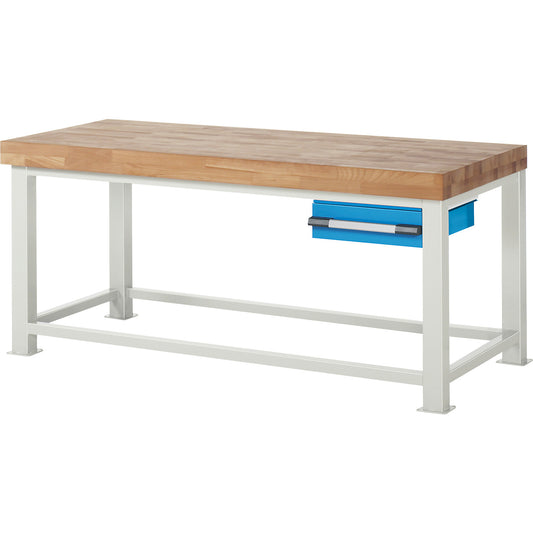 Heavy-duty workbench, 1 drawer, WxD 2000 x 900 mm, load capacity 4500 kg.
