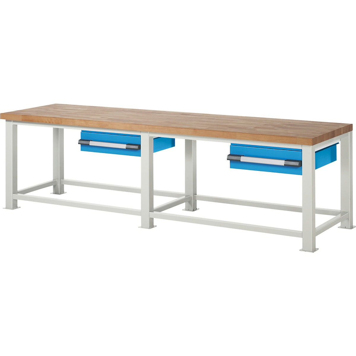 Heavy-duty workbench, 2 drawers, WxD 3000 x 900 mm, load capacity 2500 kg.