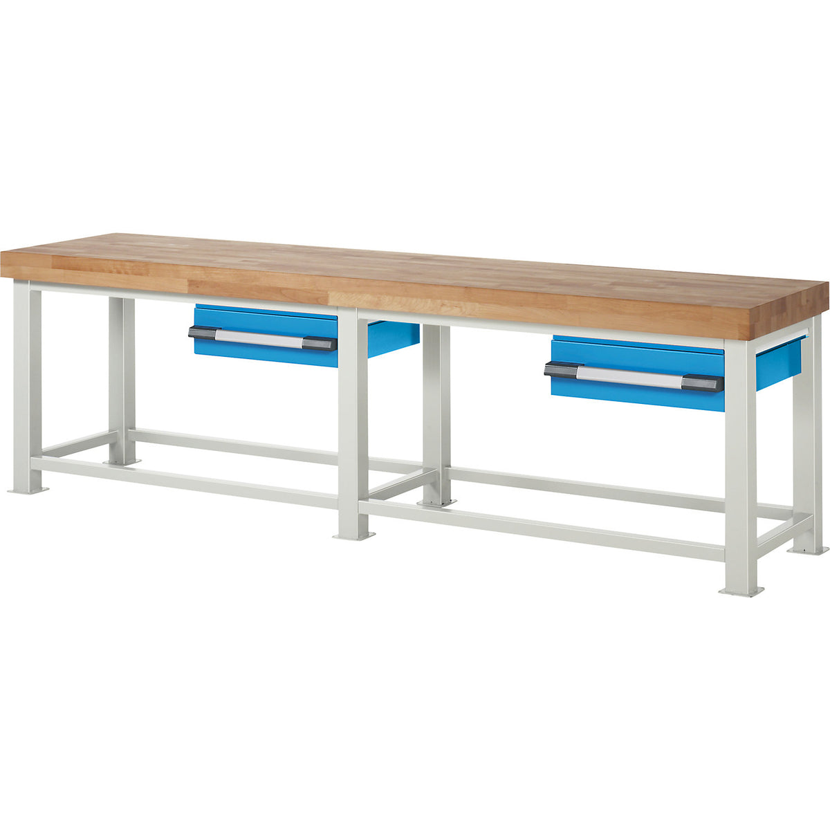 Heavy-duty workbench, 2 drawers, WxD 3000 x 700 mm, load capacity 4500 kg.