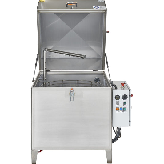 Parts cleaner type Maxi 78, load capacity 150 kg, work surface WxD 780 x 780 mm.