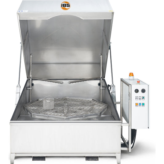 Automatic parts cleaner WA 152-2, load capacity 350 kg, work surface WxD 1293 x 1293 mm.