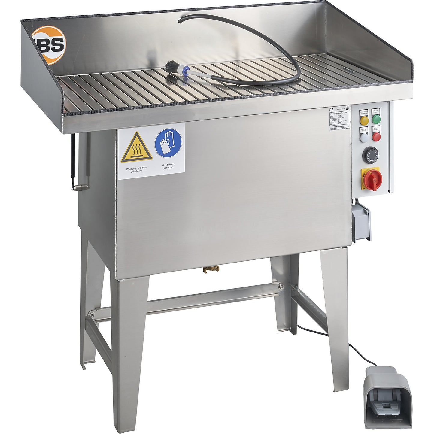 Parts cleaner and immersion bath, load capacity 250 kg, work surface 1135 x 660 mm.