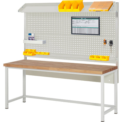 Workbench with Series 8000 modular system, with system structure 2, WxD 2000 x 700 mm.