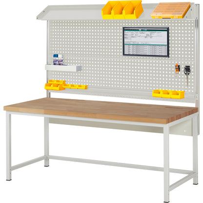 Workbench with Series 8000 modular system, with system structure 2, WxD 2000 x 900 mm.