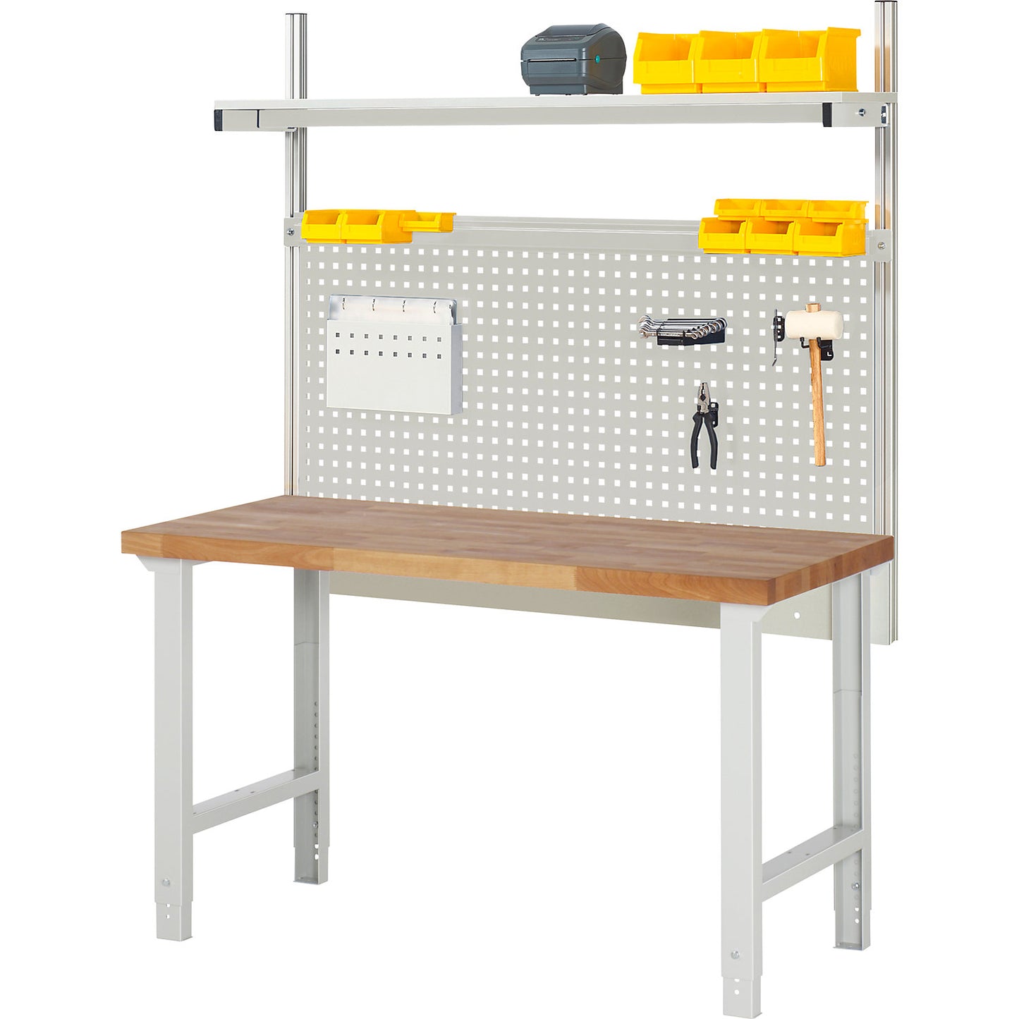 Workbench with Series 7000 modular design, with modular system 1, WxD 1500 x 700 mm.