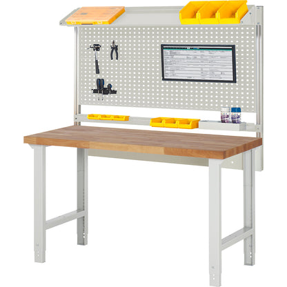 Workbench with Series 7000 modular design, with system structure 2, WxD 1500 x 700 mm.