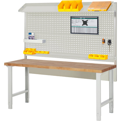 Workbench with Series 7000 modular design, with system structure 2, WxD 2000 x 700 mm.