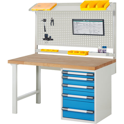 Workbench with Series 7000 modular design, with system build-up 6, WxD 1500 x 900 mm.